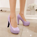 Women Pumps Spring Elegant Casual Dress Shallow Mouth Round Head Square High Heels Lady Shoes