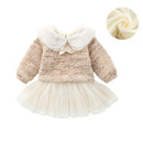 Baby Girls Winter Velvet Lining Lantern Sleeve Vintage Princess Gown Dress for Girls Christmas Birthday Clothes