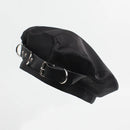 Women Stain Berets Black  Berets with Ring Spring Autumn Hats