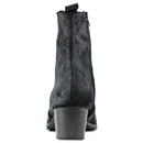 Black ankle boot with a block heel on a white background, Obroi