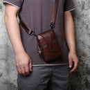 Leather Men Waist Bag Top Layer Casual Bag Wear Belt Vertical Shoulder Messenger Bag