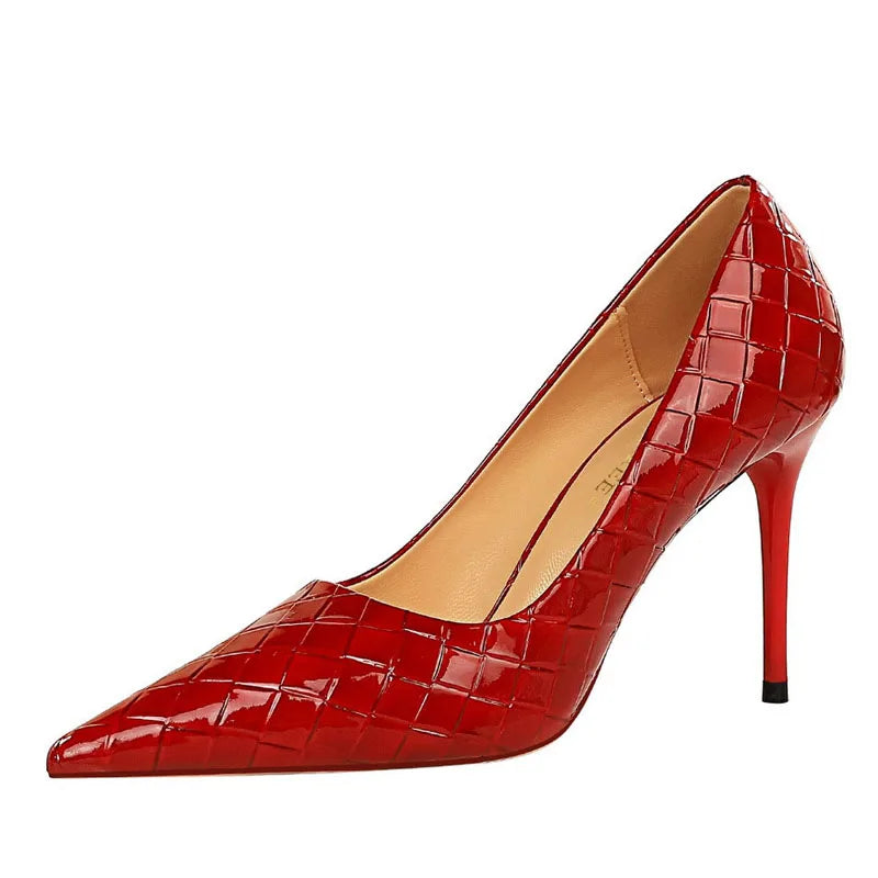 Spring Women Shoes High Heel Patent Leather Wedding Shoes Pointed Toe Party Pumps