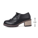 Women Ladies Brogues Oxford Lace Up Shoes Vintage Round Toe Women Ankle Boot England Style high heels