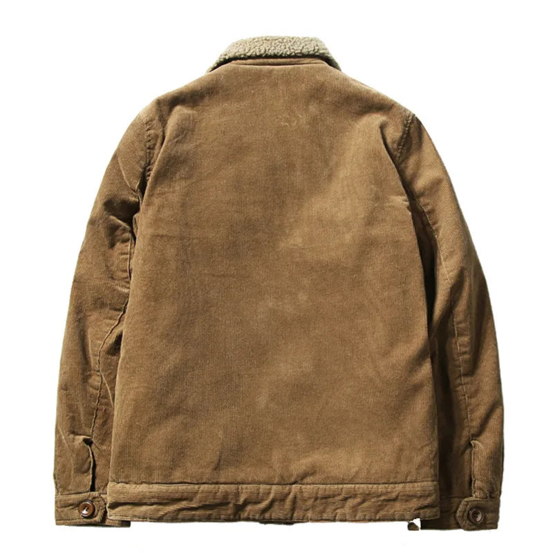 Casual Winter Cargo Thick Jacket Men's Windbreak Warm Padded Plus Velvet Outerwear Coat