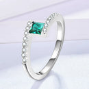 Sterling Silver Created Carat Emerald Gemstone Birthstone Wedding Engagement Ring Fine Jewelry