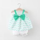 Children Summer Clothes Girls Vest And Shorts Suits Bow Sets Cute Soft Cotton Clothing