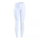 White Distressed Curvy Jeans Women Mid High Waist Stretch Denim Pants Ripped Skinny Jeans For Woman Jean
