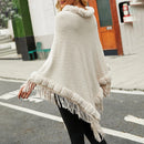 Imitation Cashmere Fur Neck Cape Shawl Sweater Autumn Winter Tassel Cloak Pullover Female Sweaters