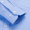 Men's Shirt Long Sleeve Blue Jacquard Plaid Man Shirts Business Formal Button Up Clothing Patch Chest Pocket