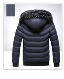 Winter Men Velvet Parka Coat Fur Collar Hooded Plus Velvet Thick Warm Parka Coat Jacket