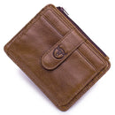 Genuine Leather RFID Blocking Zipper Card Holder Credit Cart Wallet Mini Slim Wallet Card & Id Holders Man Business