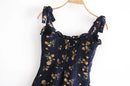 Summer Dress Chiffon Pastoral Style Vintage Ruffle Floral Midi Dress Women