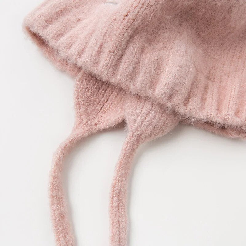 Autumn winter baby girl jacquard cotton wool hat