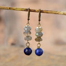 Natural Stone Women Dangle Earrings Labradorite Lapis Lazuli Drop Earrings Vintage Gifts Jewelry