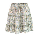 Ruffles Women Skirt Elastic Band High Waist Lace Up Female Skirt Floral Summer New Mini A-line Skirt
