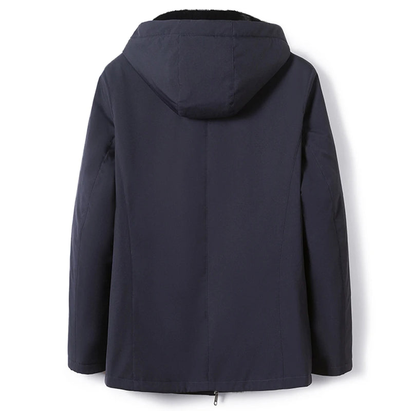 Men Luxury Hooded Parka Winter Slim Fit with Real Mink Fur Lining Casual & Formal Wear