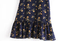 Summer Dress Chiffon Pastoral Style Vintage Ruffle Floral Midi Dress Women