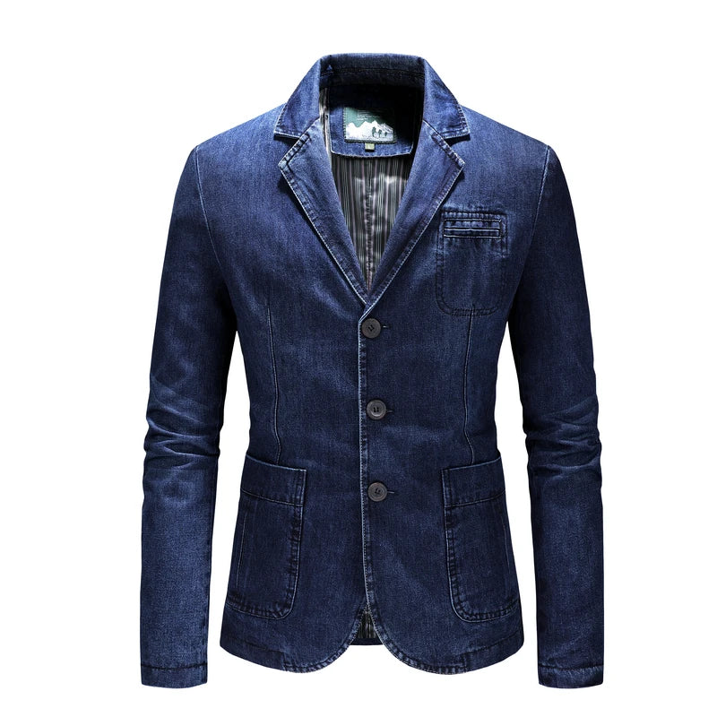 Men's Denim Blazers Male Coat Oversized Spring Autumn Casual Blazer Men Clothing Outerwear Jacket