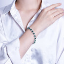 Sterling Silver Emerald Gemstone Diamonds Strand Bracelet for Women Romantic Tennis Chain Charm Bracelets