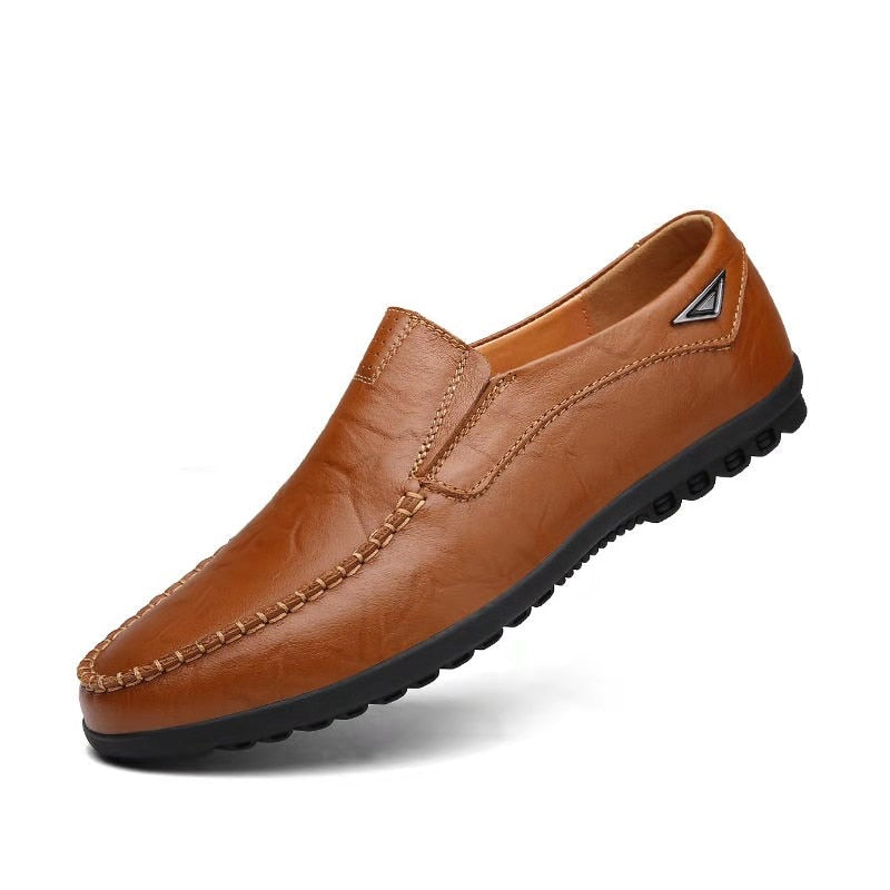 Genuine Leather Men Shoes Casual Luxury Italian Mens Loafers Moccasins Breathable Slip on Boat Shoes