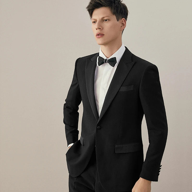 Wedding Suit For Men Groom Dress Formal Business Man Black Suits Set Blazer Vest Pant Slim Style