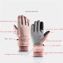 Women Winter Stretch Knit Wrist Silica Gel Non Slip Touch Screen Mitten Plus Velvet Thick Warm Sport Waterproof Skiing Glove