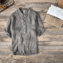 Retro Pure Linen Shirt Men Brand Short Sleeve Shirts For Men