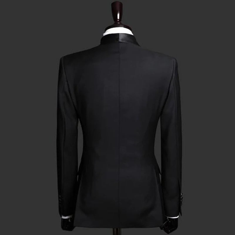 Men Suits with Double Breasted Black Formal Wedding Groom Tuxedos Male Set Jacket with Pants