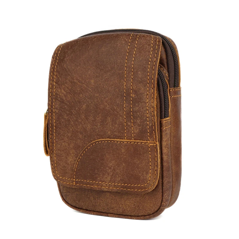 Genuine Leather Men's Belt Bag Waist Pack Male Bag