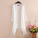 Women's Summer Blouse Cover Up Elegant Solid Cardigans Casual Long Sleeve Irregular Tops Beach