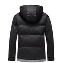 Men parka winter trendy cotton jacket thicken stripe windproof hooded outdoor loose overcoat