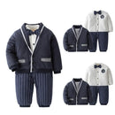 Winner Arrival Bowtie Decorated Warm Cotton Baby Boys 2-piece Suit Set/Children Winter Clothes/Baby Boy Romper Set