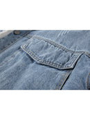 Women Lamb Wool Jean Jacket Vintage Single Breasted Fleece Denim Coat Winter Casual Warm Thickened Jackets