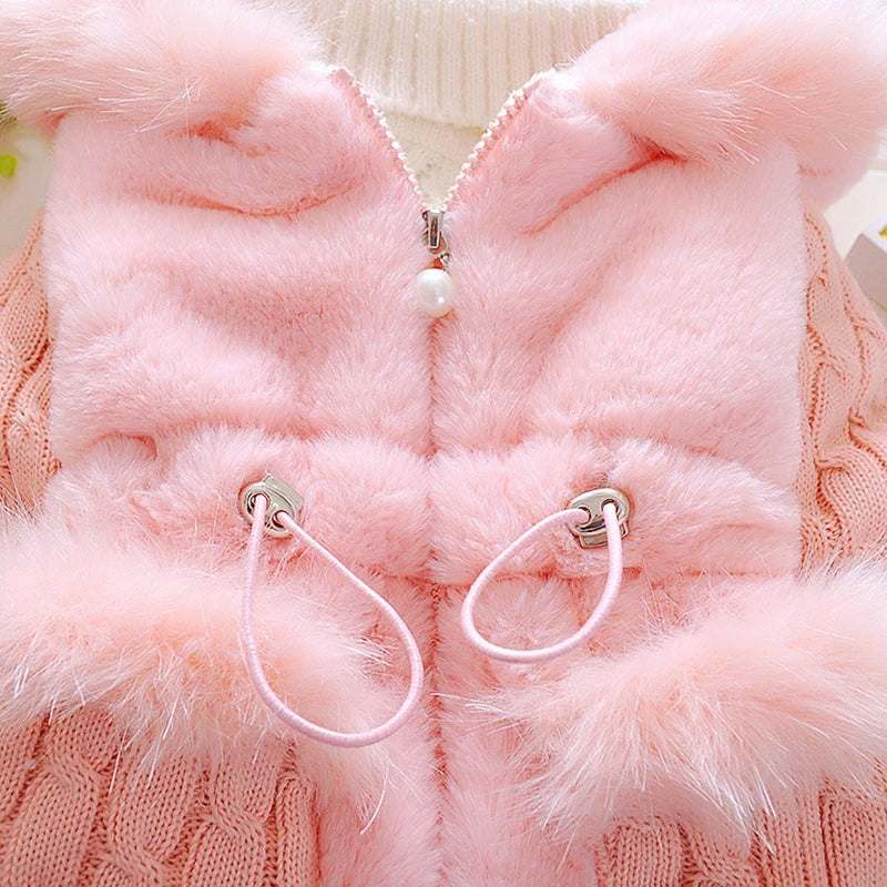Plush Baby Jacket Thicken Warm Winter Jackets For Girls Sweater Coat Infant Hooded Outwear