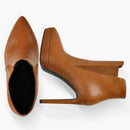 Spring Brown Ankle Boots Thin High Heels Concise Mature Booties