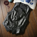 Autumn Men Vests Coats Sleeveless Jackets Casual Outwear Biker Leather Waistcoats