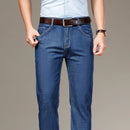 Classic Style Modal Fabric Men's Thin Jeans Spring and Summer Business Straight Denim Pants Male