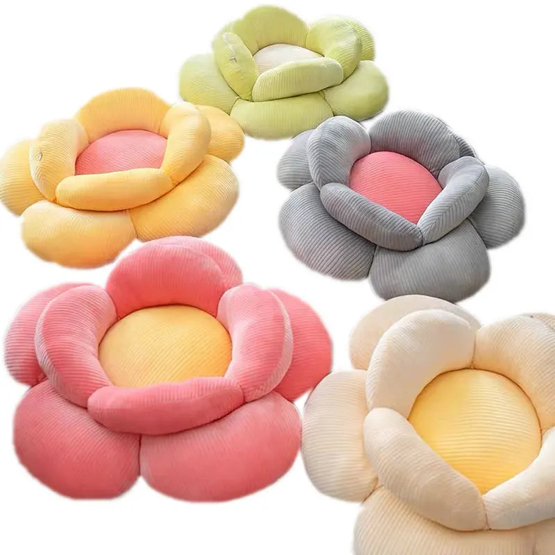 Colourful Double Layer Flower Shape Plush Pillow Stuffed Sunflower Chair Seat Pillow Floor Mat Sofa Decor Cushion PeT Cat Nest