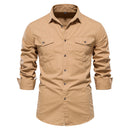 Men's Fashion Casual Solid Color Long Sleeve Shirt