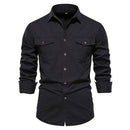Men's Fashion Casual Solid Color Long Sleeve Shirt