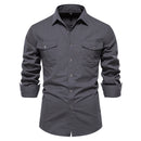 Men's Fashion Casual Solid Color Long Sleeve Shirt