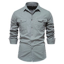 Men's Fashion Casual Solid Color Long Sleeve Shirt
