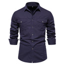 Men's Fashion Casual Solid Color Long Sleeve Shirt