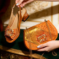 Elegant Women's High Heel Shoes and Rhinestone-Embellished Bag Set - Perfect for Any Occasion