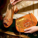 Elegant Women's High Heel Shoes and Rhinestone-Embellished Bag Set - Perfect for Any Occasion