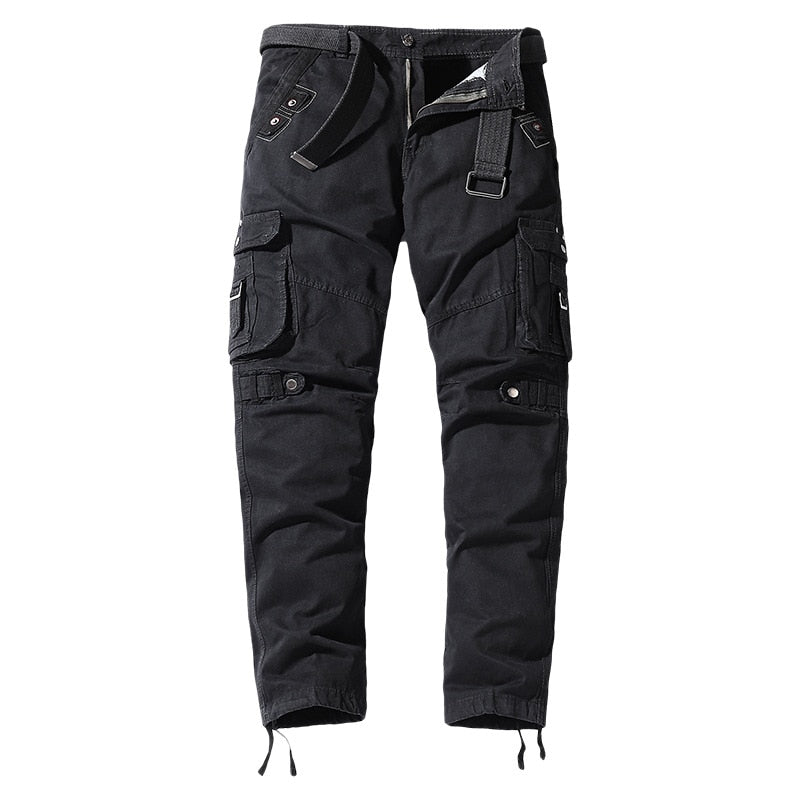Cotton Cargo Pants Men Casual Straight Solid Trousers Military Tactical Sports Pants Jogging