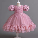 Pearl Mesh Fluffy Dress Christmas Halloween School Party Performance Dress for 3-10 Years