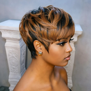 black pixie cut wig for women 6inch pixie straight human hair wig density wig