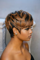 black pixie cut wig for women 6inch pixie straight human hair wig density wig