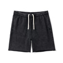 Summer Dark Washed Shorts Men Raw Hem Sweatshirts